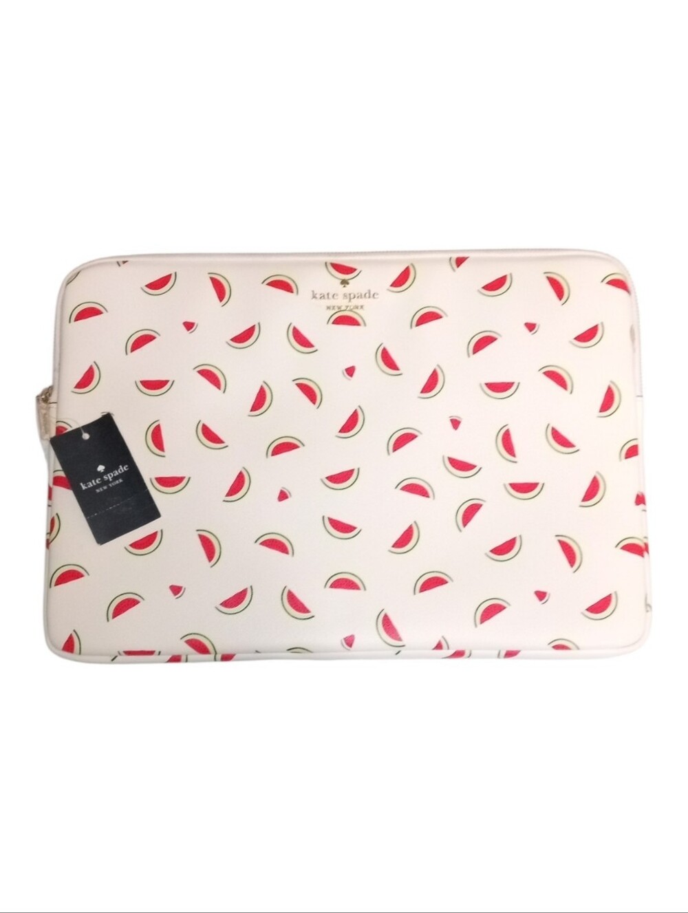 New Kate Spade Universal Laptop Sleeve Watermelon Cream Leather NWT